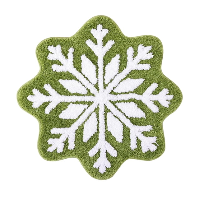 Fiudx Felpudo de Copos de Nieve Invernales, Antideslizante, Lavable, Bonito Adorno Navideño, Material Suave y Flexible, Ideal para La Entrada de Vacaciones, para Uso En Interiores y Exteriores, 67 X