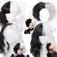 thumbnail image 3 of Peluca Blanca Y Negra, Disfraz De Cosplay, Pelo Sintético Para Mujer, Pelo Corto Para Juego De Rol Para Cosplay, Fiesta De Navidad Y Halloween Advancent CE007669-04, 3 of 6