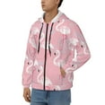 thumbnail image 3 of Wukai Flamingo Print Men's Zip-Up Hoodie,Fleece Full-Zip Hoodie for Men, Hooded Sweatshirt-3X-Large, 3 of 5