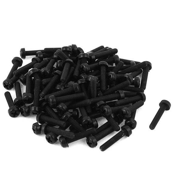 M3 x 15mm Nylon  Cross Pan Head Machine Screws Black 50 PCS
