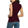 thumbnail image 4 of yunLCZ Women's Cap Sleeve Tank Tops Top Tee Womens Fit Turtleneck Slim Blouse Shirt Sleeveless Solid Women's Blouse Features:, 4 of 4