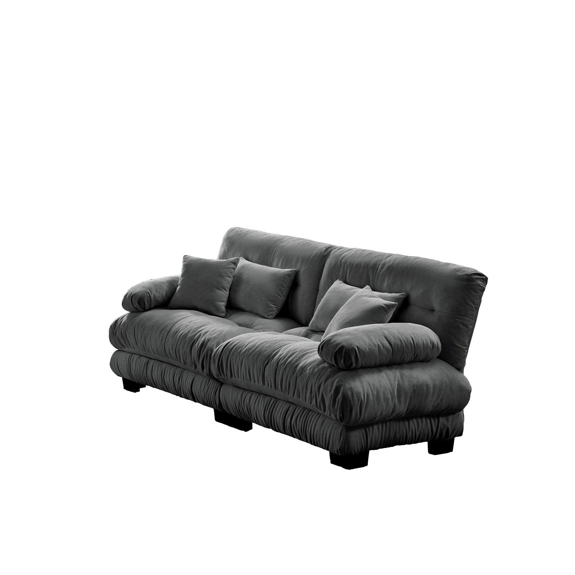 Gewnee Gray Chenille Cloud Couch 2 Seater Sofa with 2 Lumbar pillows 2 - Seat sofa for Living Room