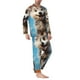 thumbnail image 2 of Balery Blue Sky Cute Wolf Pijama para Hombre de Dos Piezas con Manga Larga, Conjunto de Dormir y Descanso Suave con Bolsillos-Medium, 2 of 7