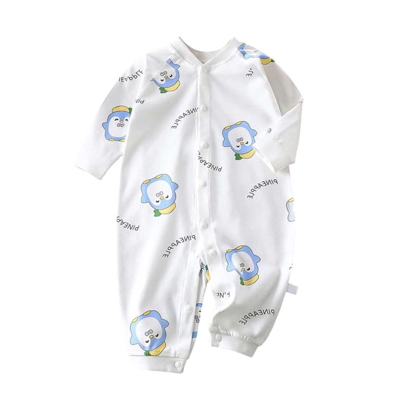 Zaveiop Newborn Baby Boys Cotton Romper Fall Winter Outfits Infant Long Sleeve One-Piece Toddler Button Jumpsuits (3-6 Months, Light Blue)
