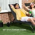 thumbnail image 3 of Set of 2 Outdoor Pool Lounge Chairs with Wheels, 5-Position Adjustable Backrest, Breathable Mesh & Powder-Coated Steel Frame, Black Chaise Loungers for Patio, Deck, Garden, 3 of 5