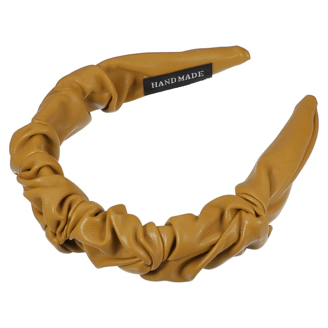 Uds. Diadema plisada de cuero PU, diadema de moda para mujer antideslizante, amarillo