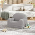 thumbnail image 4 of Towallmark Kids Sofa Chair, 2-in-1 Convertible Toddler Couch Lounge, Comfy Fold Out Teddy Fleece Fabric Children's Sofa Bed for Playroom, Bedroom, Nursery, Gift for Boys & Girls, Grey, 4 of 7