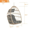thumbnail image 4 of LEGAHOME Rattan Egg Swing Chair, Outdoor Wicker Hanging Chair with Removable Cushion, Folding Hammock Chair Hanging Basket Chair for Garden Porch Backyard, Dark Gray, 4 of 10