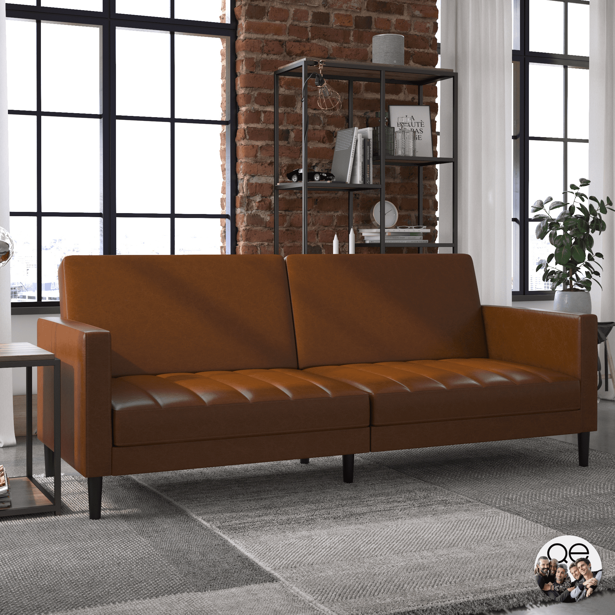 Eye Liam Futon Camel Faux, Camel Leather Couch