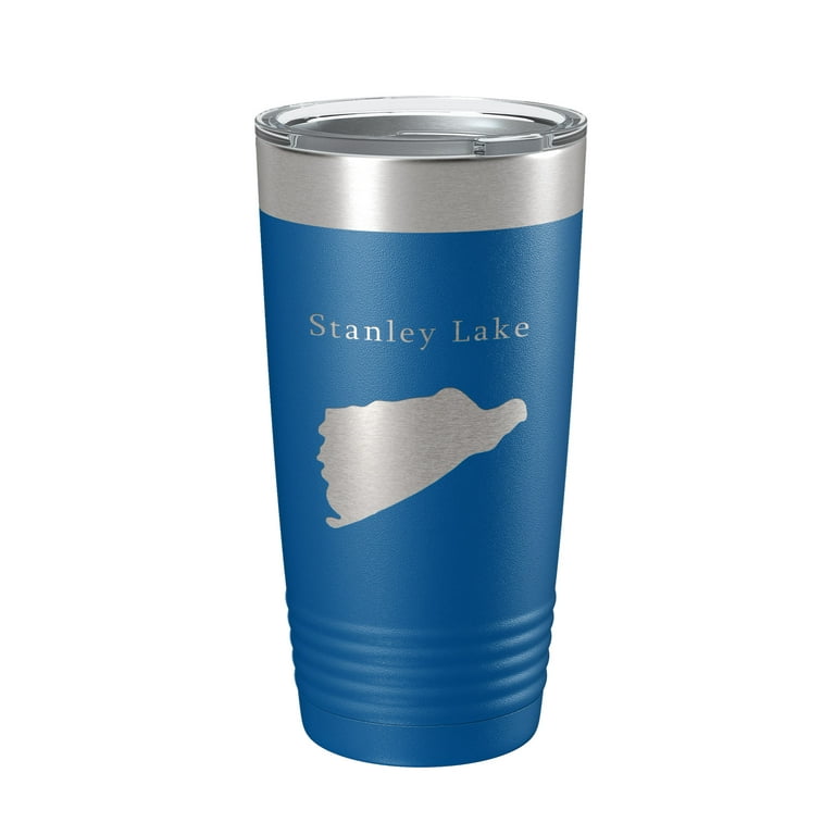 Stanley Lake Map Tumbler Travel Mug Insulated Laser Engraved Coffee Cup  Idaho 20 oz Light Blue 