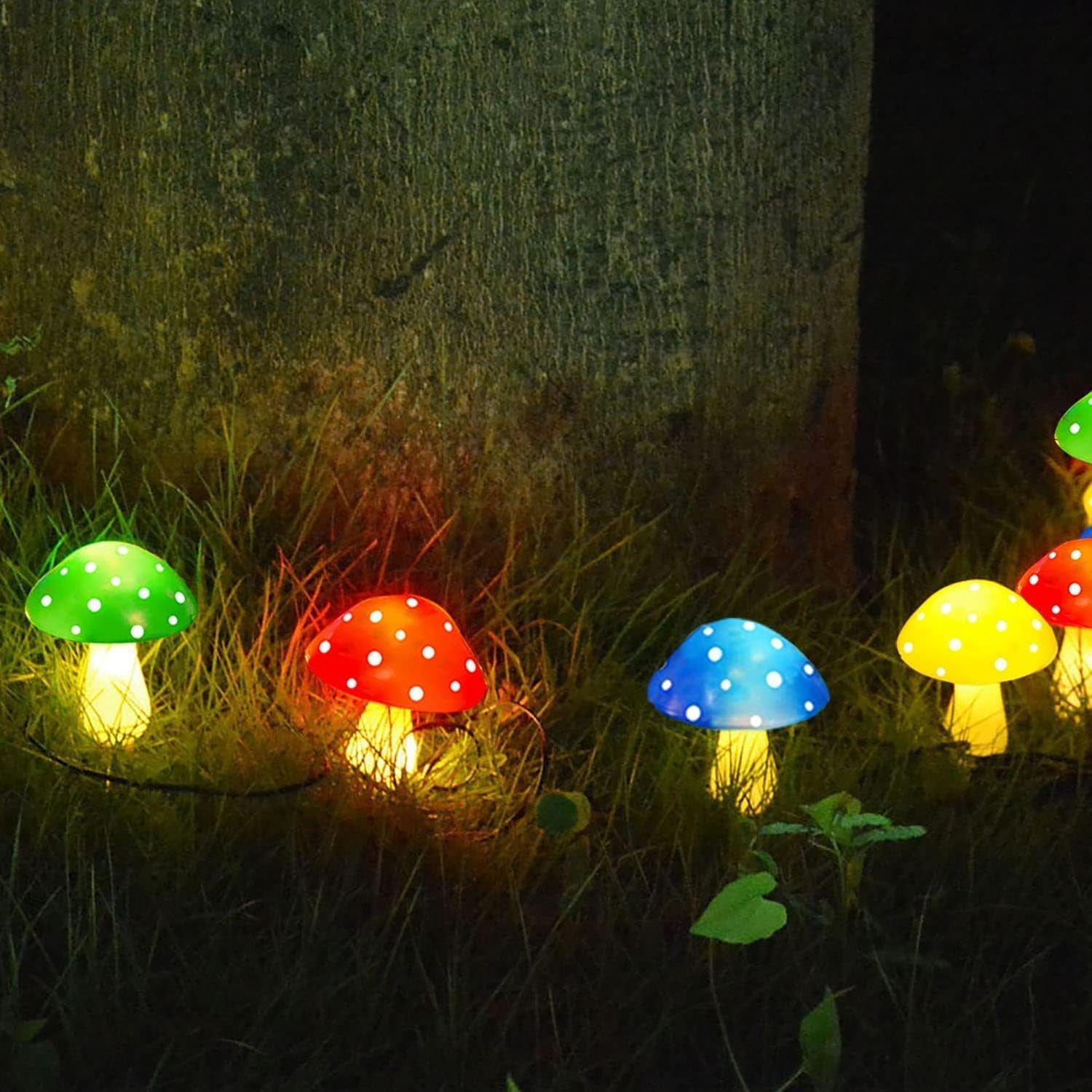 12-Pack Solar Mushroom Lights for Garden Decor, 8 Modes Waterproof Outdoor Garden Mushroom Lamp, Multi-Colored Solar LED Fairy Lights for Christmas Halloween Yard Lawn