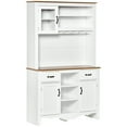 thumbnail image 2 of HOMCOM 71" Kitchen Buffet with Hutch, Farmhouse Style Storage Pantry with 2 Drawers, 3 Door Cabinets and 3 Shelves, White, 2 of 9