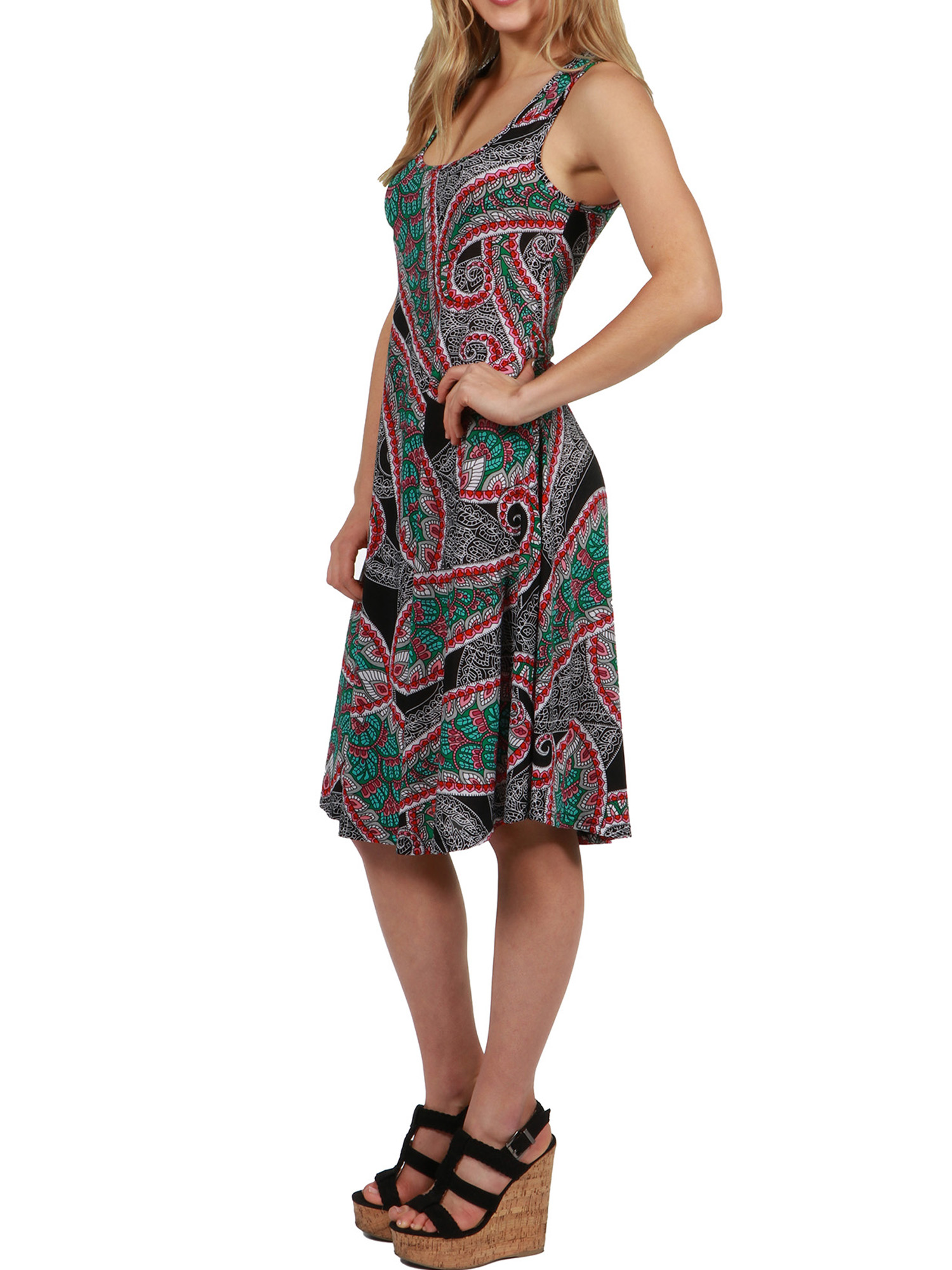24Seven Comfort Apparel Hansa Fit and Flare Dress