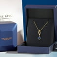 thumbnail image 5 of Gem Stone King 10K Yellow Gold Blue Mystic Topaz and Lab Grown Diamond Pendant Necklace for Women | 1.03 Cttw | Gemstone November Birthstone | Round 6MM | With 18 inch Chain, 5 of 6