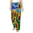 thumbnail image 2 of Kdxio Women's Comfy Stretch Landscape With SunflowersPrint Drawstring Pajama Pants-Small, 2 of 9