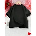 thumbnail image 2 of Cute Cat & Heart Print Black Cotton Knit Crew Neck Short Sleeve T-Shirt - Women's Casual Summer Fashion Top for Cat Lovers, 2 of 6