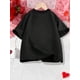 thumbnail image 2 of Cute Cat & Heart Print Black Cotton Knit Crew Neck Short Sleeve T-Shirt - Women's Casual Summer Fashion Top for Cat Lovers, 2 of 6