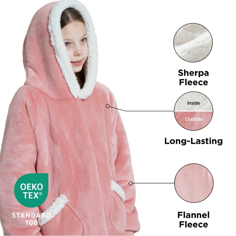  Bedsure Wearable Blanket Hoodie For Kid - Sherpa