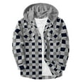 thumbnail image 2 of DDAPJ pyju Shirt Jacket for Men Plaid Button Down Hoodie Trendy Casual Long Sleeve Shirts Lightweight Hooded Shacket Jacket with Pockets Gray XXXL, 2 of 6