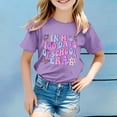thumbnail image 2 of Chemises Filles Rentrée des Classes Imprimé Haut d'Été avec Manches Trois Quarts Hauts pour Enfants Filles, T-Shirts Violet Clair 5 Ans-6 Ans, 2 of 4