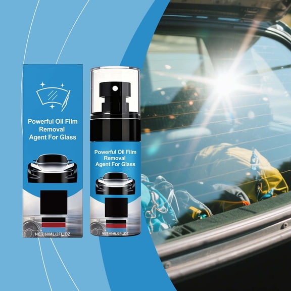 HOZVOMI Glass Oil Film Remover, Household Vehicle Cleaning Spray, Streak-Free Shine, Safe Formula, 60 ml