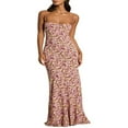 thumbnail image 1 of Floral Summer Long Cocktail Dress for Women with Sleeveless and Backless Design, 1 of 7