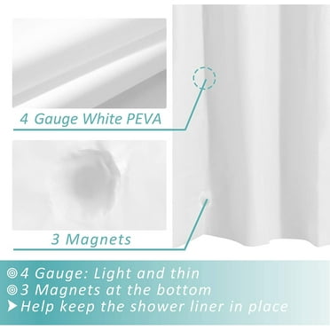 Shower Curtain Liner With 3 Magnets: Peva Plastic White Shower Liner Curtain For Ba[890]