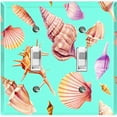 thumbnail image 1 of Metal Light Switch Wall Plate Outlet Cover (Colorful Sea Shells Pattern Teal - Double Toggle), 1 of 2