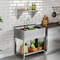 thumbnail image 2 of Jocisland 35.8"x21.7"x35.4" Stainless Steel Sink with Wall Rack, Single Bowl Utility Sink with Pull-Out Faucet, Freestanding Prep Station for Laundry, Kitchen or Utility Room, 2 of 9