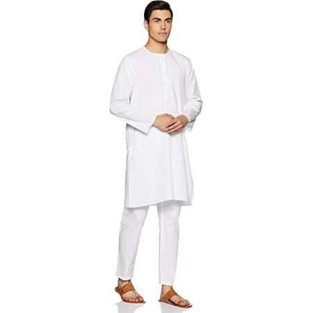

Devyom Men s Cotton Straight Regular Fit Kurta Pyjama Set (White 40)