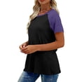 thumbnail image 6 of Lutiedan Summer Tops for Women Color Block Short Sleeve Crewneck T Shirt Spring Fashion Clothes Tunic Casual Vacation Outfits for Daily, 6 of 8