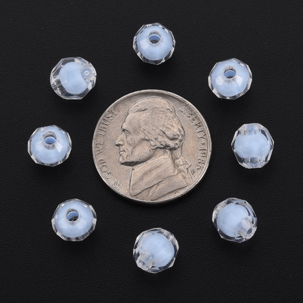 Transparent Acrylic Beads Bead in Bead Faceted Round Cornflower Blue 8x7.5mm Hole: 2mm 2000pcs/500g