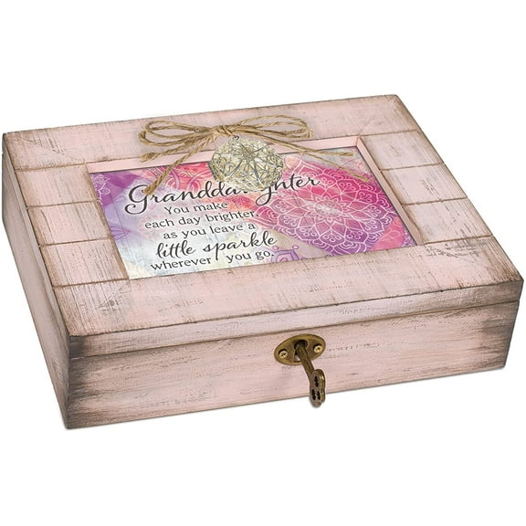 Granddaughter Sparkle Blush Pink Distressed Locket Music Box Plays You Are My Sunshine