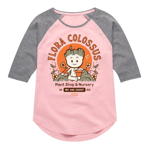Marvel Guardians of the Galaxy - Flora Colossus Groot - Toddler And Youth Girls Shirt Tail Raglan
