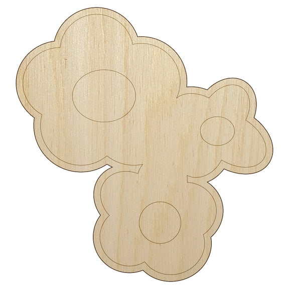 Flower Trio Wood Shape Unfinished Piece Cutout Craft DIY Projects - 4.70 Inch Size - 1/8 Inch Thick
