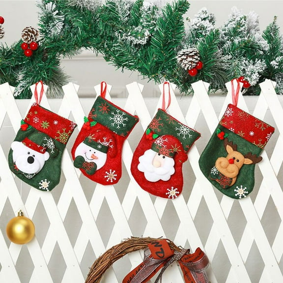 Skycase Christmas Ornaments,4 Pieces Christmas Stocking,Mini Christmas Tree Stocking,Hanging Decoration Stockings for Christmas Tree Decoration, Party Decor and Holiday Season Supplies