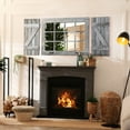 thumbnail image 3 of Large Window Mirror with Shutters Wall Decor, Distressed Wood Windowpane Mirror( Window Mirrorx1,Shuttersx2),Rustic Grey, 3 of 5