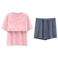 thumbnail image 4 of Goodtrade8 Womens Lounge Sets 2 Piece Pads Short Sleeve Crew Neck Sleepwear Casual Solid Color Women's Pajamas, 4 of 5