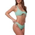 thumbnail image 4 of INSPIRAR CHIC Conjuntos de Bikini de Corte con Espalda al Descubierto para Mujeres de 2 Piezas, Top de Cuello Redondo y Parte Inferior Triangular, Trajes de Baño, Pequeño Verde Menta, 4 of 5