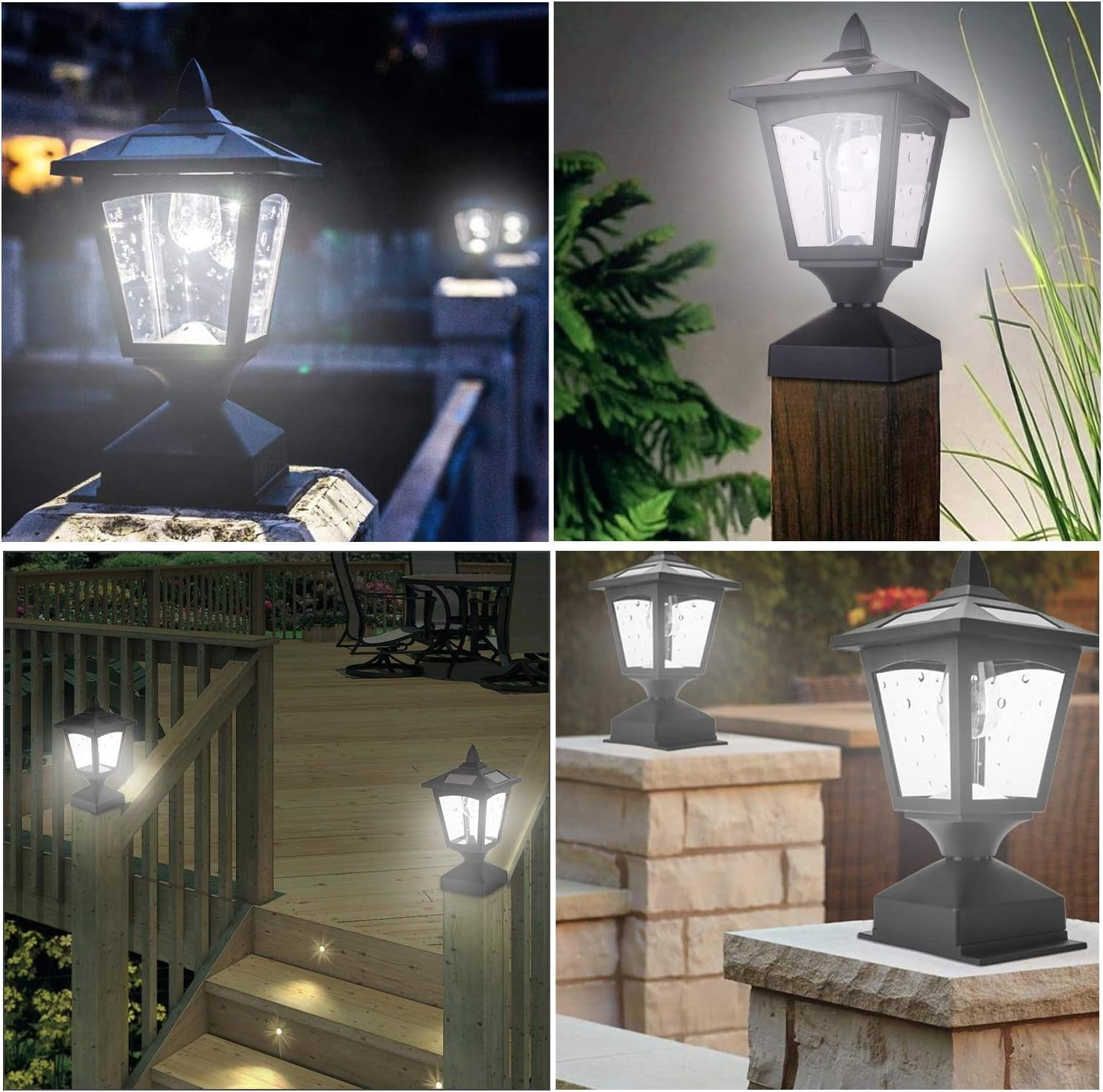 Kanstar 2 pack Solar Post Cap Lights for 4x4 Wood Posts, Waterproof LED Deck Lights for Fence & Patio