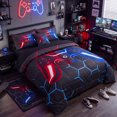 thumbnail image 3 of RYNGHIPY Game Boys Comforter Set Twin Size 6Pcs Bed in a Bag Gradient Red Blue Gamepad Bedding Set for Teens Men Girls 100% Lightweight Durable Microfiber Quilt Set (Red-Blue, Twin), 3 of 9