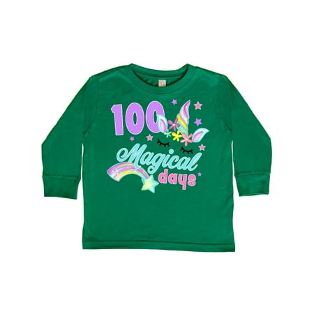 

Inktastic 100 Magical Days with Unicorn Gift Toddler Toddler Girl Long Sleeve T-Shirt