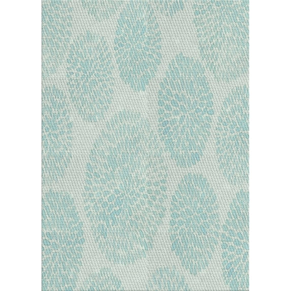 Ahgly Company Machine Washable Indoor Rectangle Transitional Pale Blue Lily Blue Area Rugs, 3' x 5'