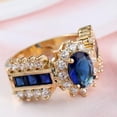 thumbnail image 5 of Blue / Red AAA Cubic Zircon Oval Ring Women's 14KT Yellow Gold Filled Size 6-10, 5 of 6
