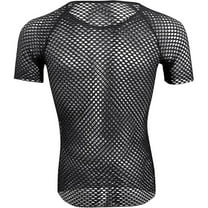 Men's Mesh Fishnet Fitted Short Sleeve Muscle Top Sexy Sheer See Through T Shirt Net Undershirt Top Clubwear