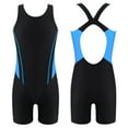 thumbnail image 5 of ZDHoor Girls One-Piece Swimwear Racer Back Athletic Swimming Jumpsuit Bathing Suit Blue&Black 14, 5 of 6