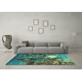 thumbnail image 3 of Ahgly Company Machine Washable Indoor Square Oriental Turquoise Blue Industrial Area Rugs, 6' Square, 3 of 4