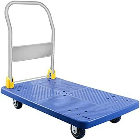 YSSOA Folding & Rolling Flatbed Cart for Loading  1320Lb  Load Capacity  Blue