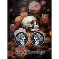 thumbnail image 4 of CACA LADY Skull Earrings for Women Men 925 Sterling Silver Halloween Earrings Skeleton Earrings Rose Skull Earrings Gothic Halloween Skull Jewelry for Women, 4 of 6