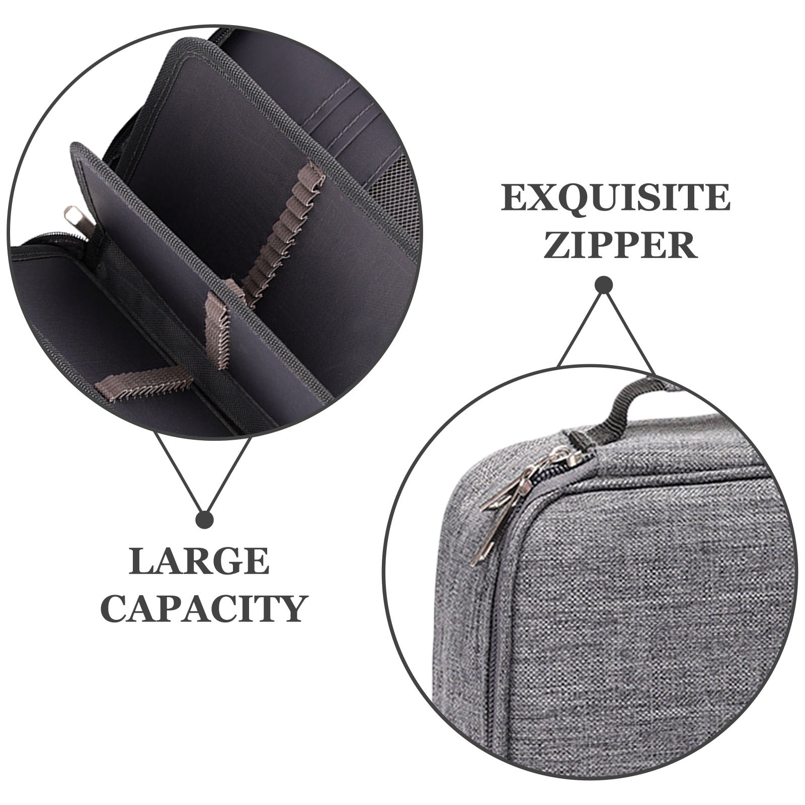 OUNONA Large Grey Pencil Case with Zipper, 72-Slot Colored Pencil Holder for Art Supplies and Stationery Storage